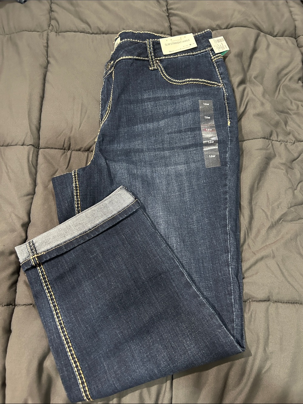 Maurices Dark Blue slim straight ankle Jeans with Contrast Stitching